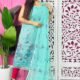 Unstitched 2 Piece Jamdani Churidar Set - Tiffany Blue