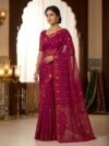 Nayan Tara Soft Dhakai Jamdani Saree - Wine Red