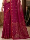 Nayan Tara Soft Dhakai Jamdani Saree - Wine Red