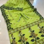 Avocado Soft Crosslota Dhakai Jamdani Sari