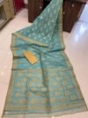 Pata Soft Dhakai Jamdani Sari with Blouse Piece - Beetle Green