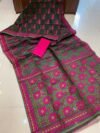 Pata Soft Dhakai Jamdani Sari with Blouse Piece - Black - Image 2