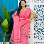 2 Piece Unstitched Soft Jamdani Churidar Set - Brink Pink