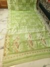 Lotus Soft Dhakai Jamdani Saree with Blouse Piece - Camo Green