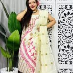 Unstitched Soft Jamdani Churidar 2 Piece Set - Chrome White