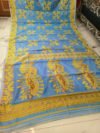 Lotus Soft Dhakai Jamdani Saree with Blouse Piece - Dark Pastel Blue