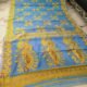 Lotus Soft Dhakai Jamdani Saree with Blouse Piece - Dark Pastel Blue