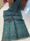 Pata Soft Dhakai Jamdani Sari with Blouse Piece - Davy Grey