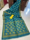 Pata Soft Dhakai Jamdani Sari with Blouse Piece - Deep Sea Blue
