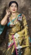 Sunflower Design Soft Dual Tone Tissue Sari - With Blouse Piece