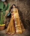 Sunflower Design Soft Dual Tone Tissue Sari - With Blouse Piece