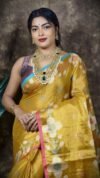 Sunflower Design Soft Dual Tone Tissue Sari - With Blouse Piece