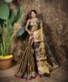 Sunflower Design Soft Dual Tone Tissue Sari - With Blouse Piece