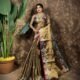 Sunflower Design Soft Dual Tone Tissue Sari - With Blouse Piece