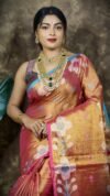 Sunflower Design Soft Dual Tone Tissue Sari - With Blouse Piece