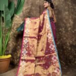 Sunflower Design Soft Dual Tone Tissue Sari - With Blouse Piece