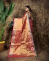 Sunflower Design Soft Dual Tone Tissue Sari - With Blouse Piece