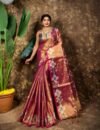Sunflower Design Soft Dual Tone Tissue Sari - With Blouse Piece