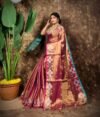 Sunflower Design Soft Dual Tone Tissue Sari - With Blouse Piece