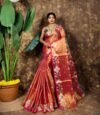 Sunflower Design Soft Dual Tone Tissue Sari - With Blouse Piece