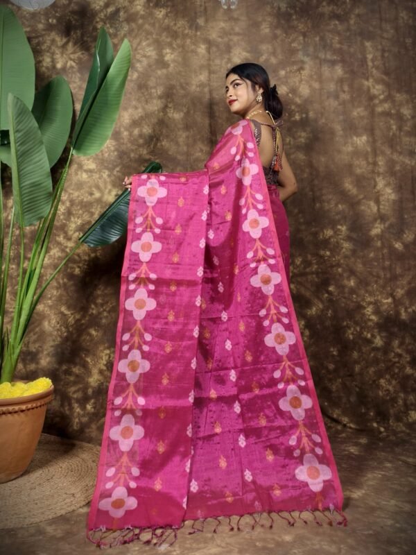 Sunflower Design Soft Dual Tone Tissue Sari - With Blouse Piece