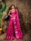 Sunflower Design Soft Dual Tone Tissue Sari - With Blouse Piece
