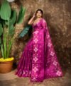 Sunflower Design Soft Dual Tone Tissue Sari - With Blouse Piece