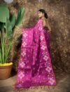 Sunflower Design Soft Dual Tone Tissue Sari - With Blouse Piece