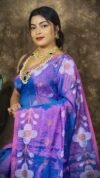 Sunflower Design Soft Dual Tone Tissue Sari - With Blouse Piece