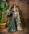 Sunflower Design Soft Dual Tone Tissue Sari - With Blouse Piece