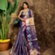 Sunflower Design Soft Dual Tone Tissue Sari - With Blouse Piece