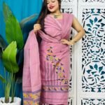 2 Piece Unstitched Soft Jamdani Churidar Set - Faded Pink