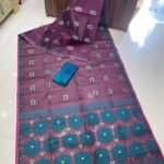 Soft Dhakai Jamdani Saree with Blouse Piece - Grape