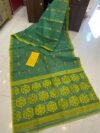 Soft Dhakai Jamdani Saree with Blouse Piece - Green Pea