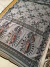 Lotus Soft Dhakai Jamdani Saree with Blouse Piece - Grey