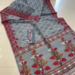 Grey Soft Crosslota Dhakai Jamdani Sari