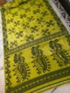 Lotus Soft Dhakai Jamdani Saree with Blouse Piece - Lemon Ginger