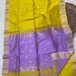 Maheshwari Design Handloom Jamdani Sari with Blouse Piece - Lemon Yellow
