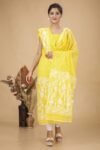 2 Piece Unstitched Soft Jamdani Churidar Set - Lemon Yellow