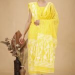 2 Piece Unstitched Soft Jamdani Churidar Set - Lemon Yellow