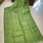 Soft Dhakai Jamdani Saree with Blouse Piece - Light Olive