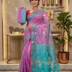 Buti Jal Soft Dhakai Jamdani Sari with Blouse Piece - Light Plum