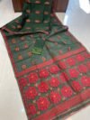Soft Dhakai Jamdani Saree with Blouse Piece - Lunar Green - Image 2