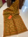 Pata Soft Dhakai Jamdani Sari with Blouse Piece - Medium Brown