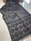 Soft Dhakai Jamdani Saree with Blouse Piece - Mid Grey - Image 2