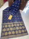 Soft Dhakai Jamdani Saree with Blouse Piece - Navy Blue