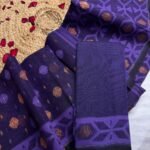 Barfi Buti Soft Dhakai Jamdani Sari with Blouse Piece - Purple Haze