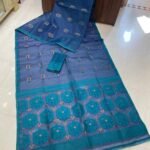Soft Dhakai Jamdani Saree with Blouse Piece - Nile Blue