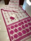 Soft Dhakai Jamdani Saree with Blouse Piece - Off White - Image 2