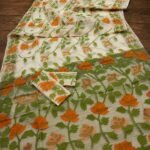 Water Lily Soft Dhakai Jamdani Saree with Blouse Piece - Off White